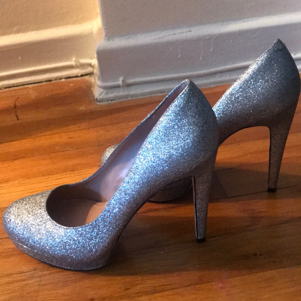 Vince Camino Platform Silver Sparkle Heels